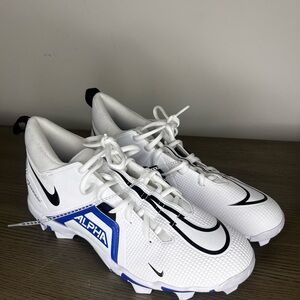 Nike Alpha White Cleats with Black and Blue Accents